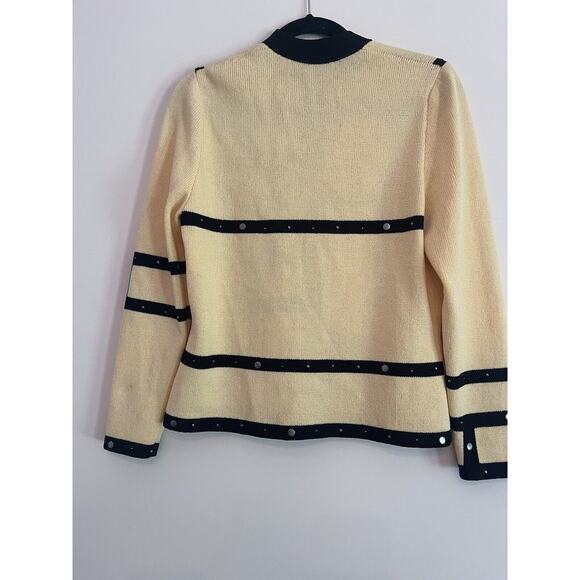 JSS Woman’s Knit Ware Blazer/ Jacket Sz S Yellow / Black strips Wool blend USA - Picture 6 of 11